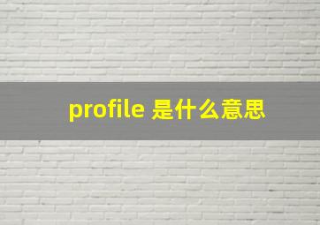 profile 是什么意思